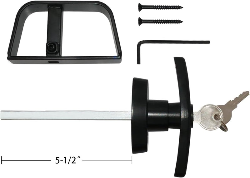 T-Handle Lock Shed Door Latch Lock Kit with 2 Keys and 2 Screws, 5-1/2" Stem Barn Playhouse & Chicken Coop Door Lock