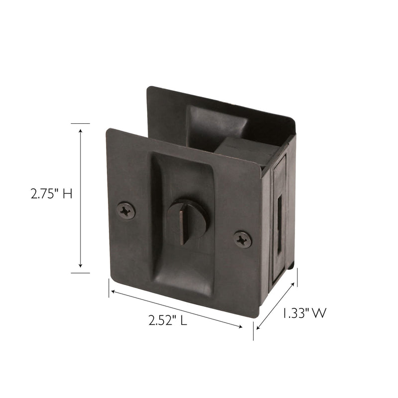 Design House 2-Pack Sliding Door Lock - Contemporary Square Pocket Door Hardware, Oil Rubbed Bronze, Design House 182139