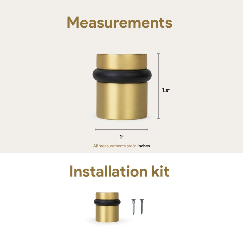 MEGA HANDLES Floor Door Stopper - Gold Door Stopper Quickly Installed Wall Protector, Wall Protectors from Door Knobs, Door Stop Floor Mount with mounting Hardware Included - Satin Brass - 1.5 Inch