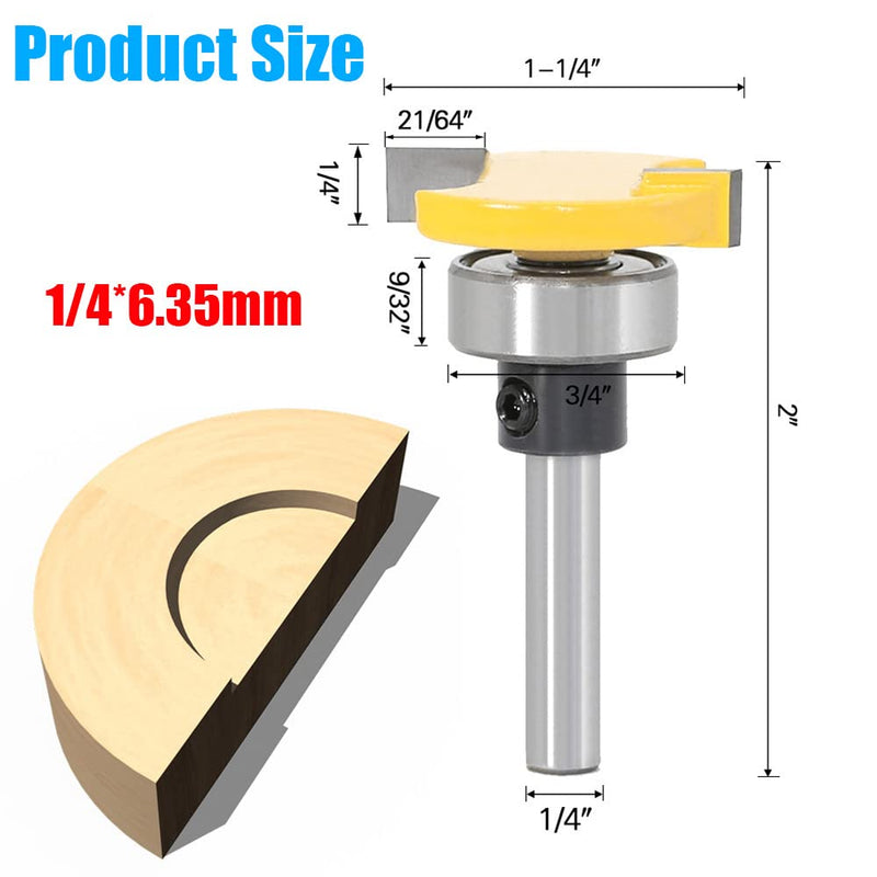 YONICO Top Bearing Slot Cutter Router Bit (1/4" Height - 1/4" Depth - 1/4" Shank) 1/4" Height - 1/4" Depth - 1/4" Shank - NewNest Australia