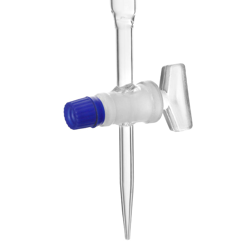 QWORK 25mL Class A Borosilicate Burette with Glass Key Stopcock - Laboratory Grade, 2 Pack Precision Graduated, 22.5 Inches Tall for Lab, Home, Beer, and Wine Making