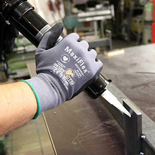 MaxiFlex Seamless Knit Nylon Gloves with Nitrile Coat and Micro Foam Grip on Palm and Fingers Cut Resistance Large 12 Pair