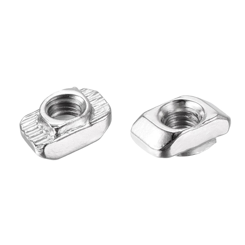 uxcell 200Pcs M4 T Nuts Sliding T Slot Nut Fastener Carbon Steel Nickel Plated Half Round Roll in Sliding Aluminum Profile Accessories 2020 Series M4-0.7x10x6x4.4mm 200