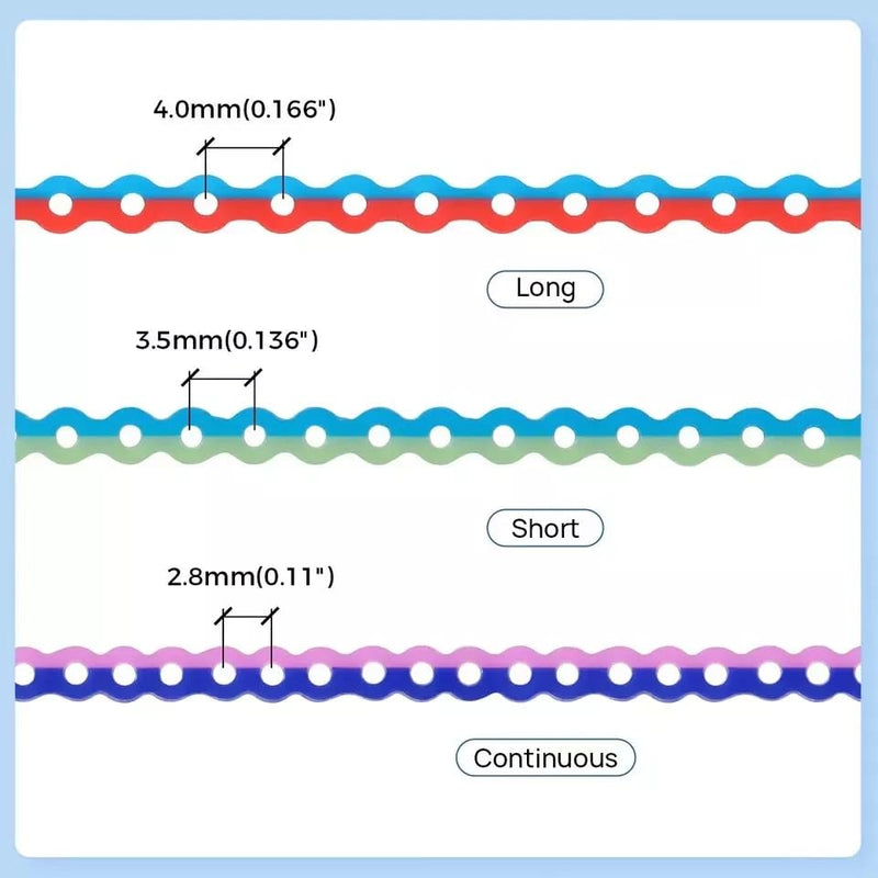 Funny Braces Power Chain Two Color Combos Dental Orthodontic Elastic Bands Power Chain 15 Feet/Roll (Purple&White, Continuous) Purple&White
