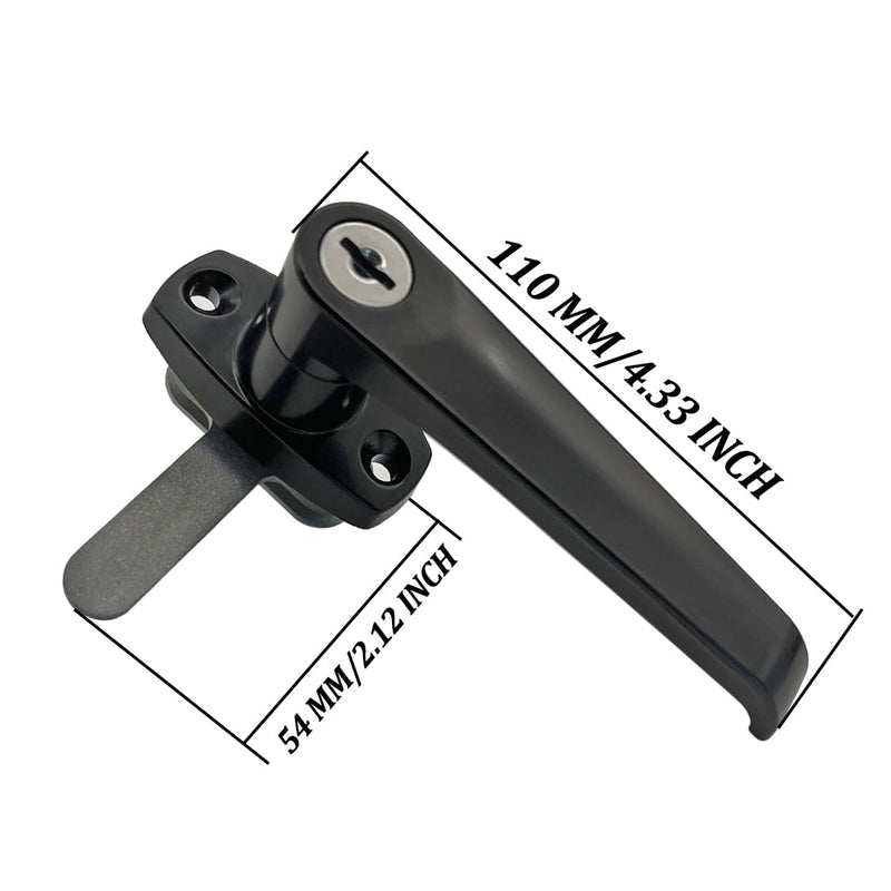 2 Sets Purocean Level Handle Cam Lock,L-Type Locking Door Handle,Cabinet Handle Lock(Black)