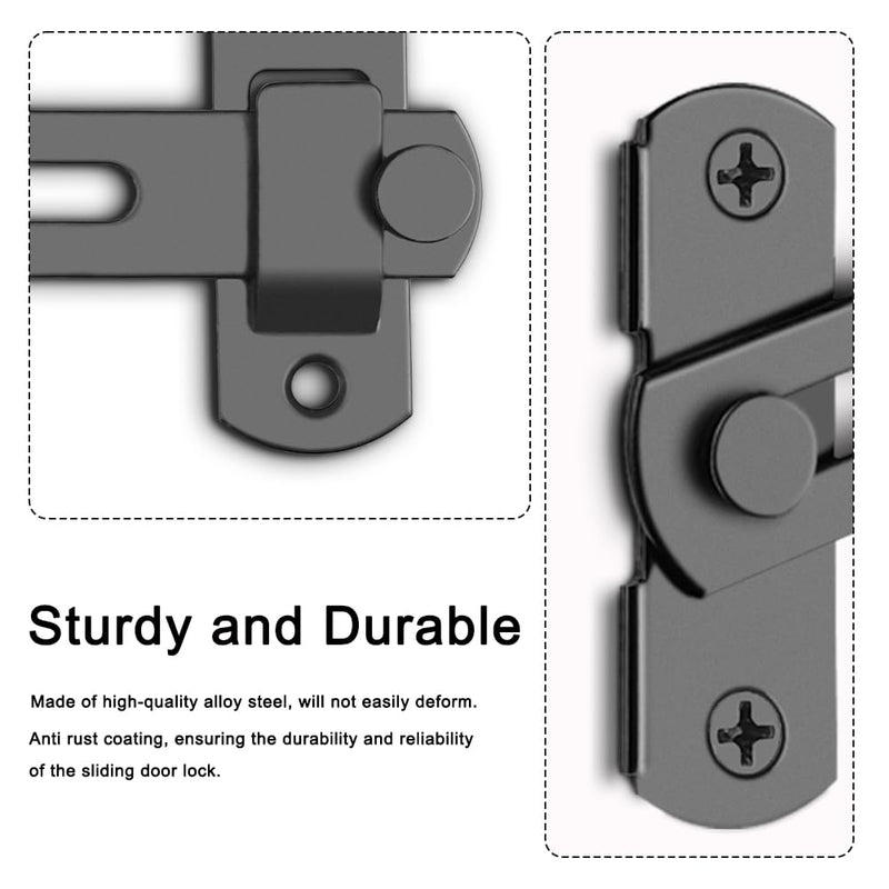 2PCS Barn Door Lock, 180 Degree Flip Sliding Barn Door Latches, Gate Latch for Barn Door, Sliding Door, Pet Door, Garage, Bathroom, Window, Outdoor(Black) - NewNest Australia