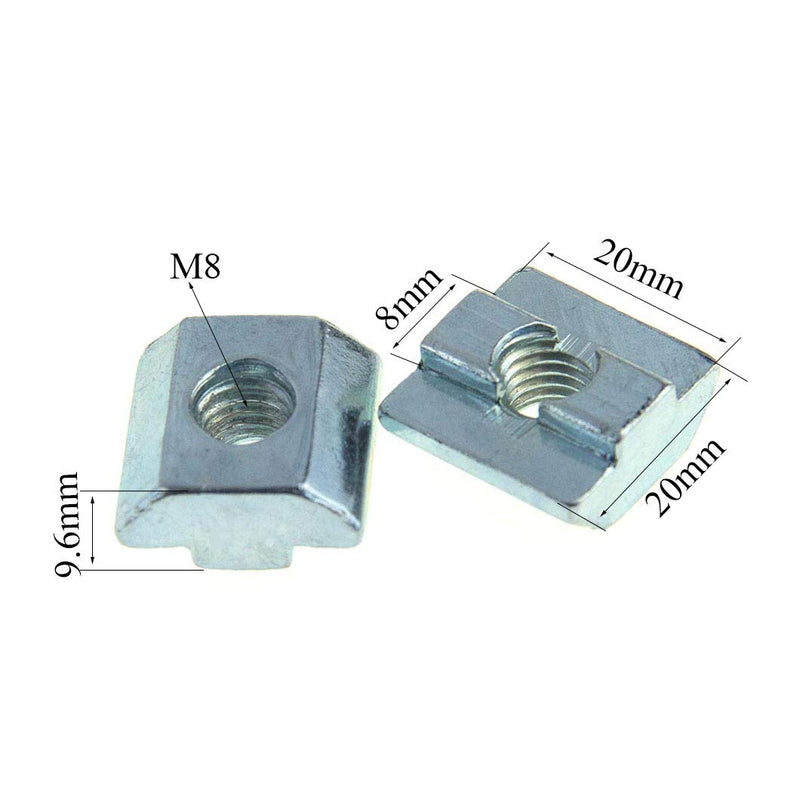 T Nuts Tee Sliding Slot Nuts 40 Series M8 Threaded Slide in Pre-Assembly for 40x40 Aluminum Extrusions Frame with Profile 4040 Sereis 8mm Slot for CNC Router Build Rail 3D Printer 12pcs 40Series M8-12Pack