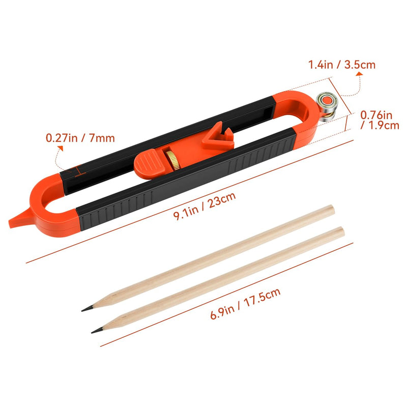 1 Pack Precise Contour Scribe Tool with 2 Pencil, Upgrade Contour Measuring Tool with Adjustable Lock for Woodworking Finish Carpenter, DIY Handyman, Construction