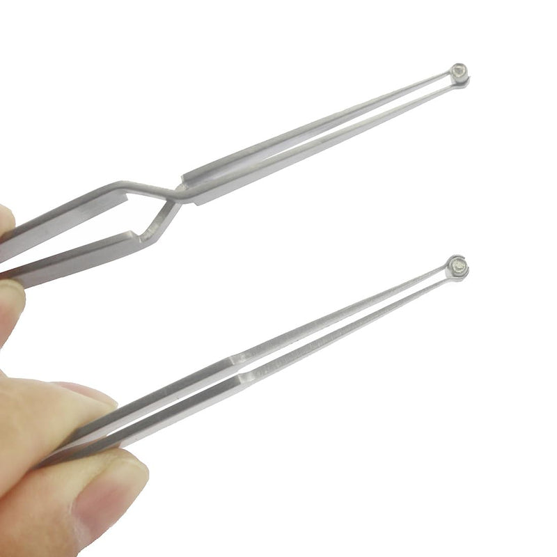 Lock Pinning Cross Locking Tweezers & Straight Round Open Slot Stainless Steel for Locksmith Pinning & Rekeying Kit Self Locking Closing Locksmith Tools Lock Pin Tumbler Tweezers(2PCS)