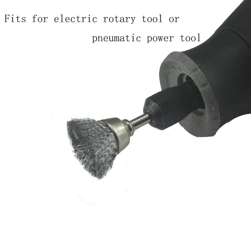 𝐉𝐔𝐍𝐋𝐈𝐗𝐍 30 Pcs Wire Brush Wheel, 1/8 Inch Shank Coarse Crimped Steel Wire Brushes Kits for Dremel Rotary Tool (Silver) 30 Pcs steel wire brush