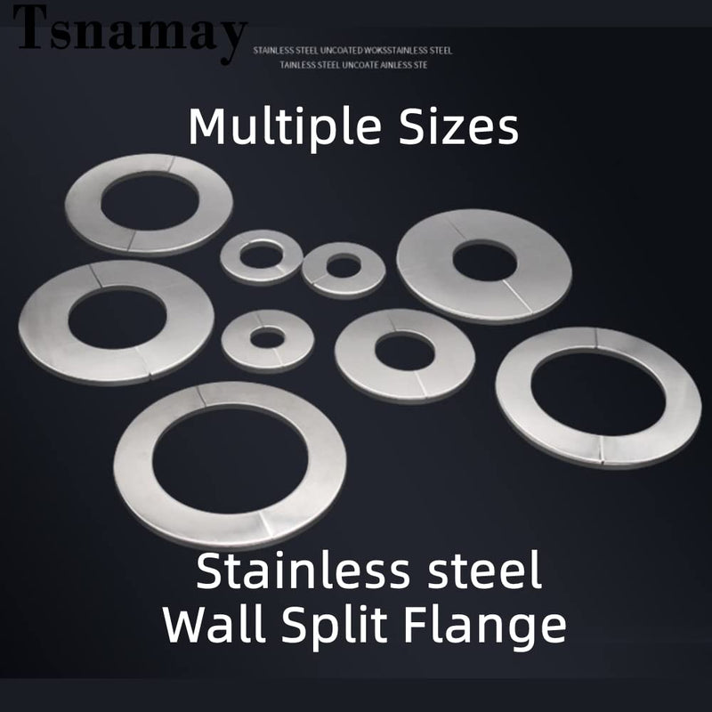 Wall Split Flange, Stainless Steel Round Escutcheon Plate for 1.65"/42mm Diameter Pipe, Pack of 2