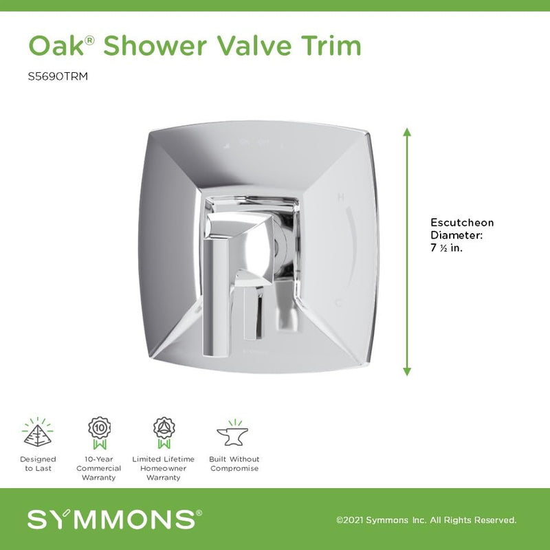 Symmons Oak Shower Valve Trim, Polished Chrome