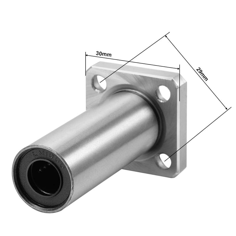 uxcell LMK10UU Extra Long Square Flange Linear Ball Bearings, 10mm Bore Dia, 19mm OD, 55mm Length
