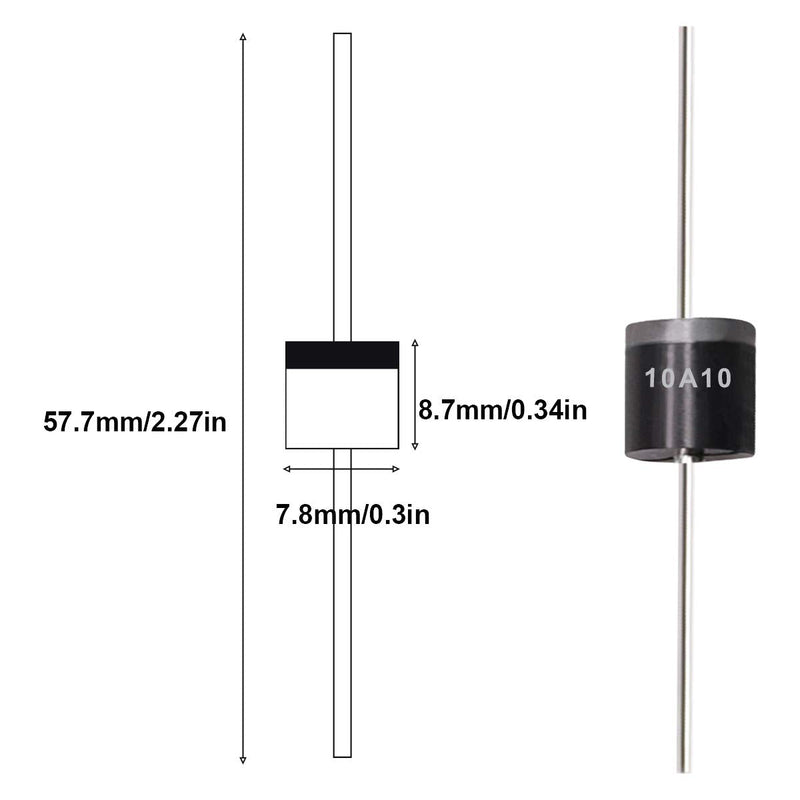 Tnisesm 20 Pcs 6A10, 10A10, 20A10 Rectifier Diode Kit 1000 Volt Electronic Silicon Diodes 6A10-10A10-20A10
