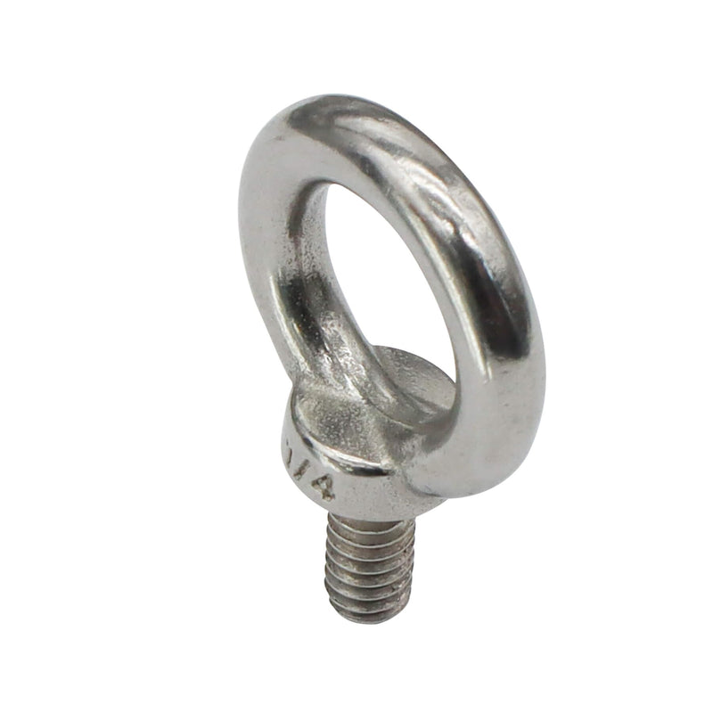 Aiwaiufu 4 Packs 1/4"-20 Eye Bolts, 316 Stainless Steel Marine Grade Shoulder Eye Bolts, UNC Standard Threaded Lifting Ring Bolts