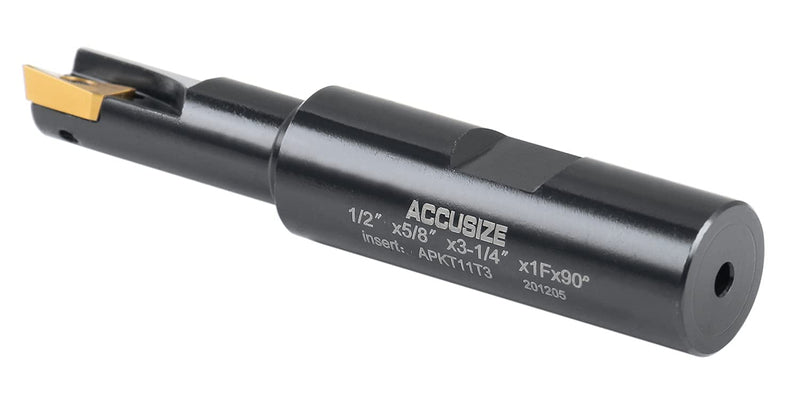 Accusize Industrial Tools 1/2'' 90 Deg Square Shoulder Indexable End Mill with Carbide Apkt11T3 Inserts, 0056-0913 1/2" Cutting Dia., 5/8" Shank, 1 Flute