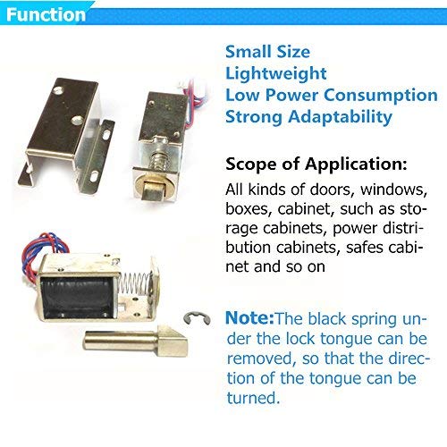 Electromagnetic Lock Solenoid Electric Lock, DC 12V Mini Electric Control Lock Tongue Latch Assembly Solenoid for File Cabinet Drawer Door