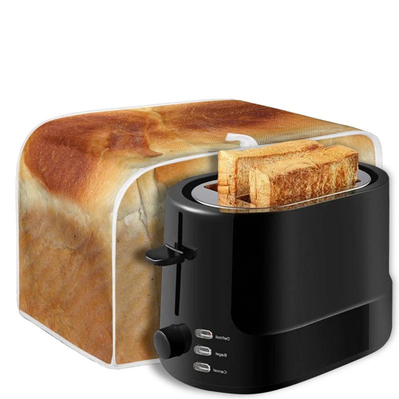 Funny 3D Freshly Baked Toast Design 2 4 Slice Toaster Cover Kitchen Appliance Cover Interesting Vivid Bread Print Toaster Dust And Fingerprint Protection/Machine Washable S - For 2 slice toaster