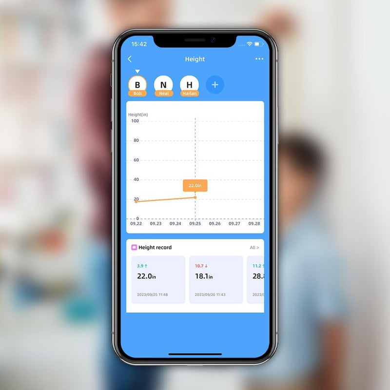Ellie Highly Accurate Smart Height Measurement for Kids - Wireless Wall Portable Design with LCD Display with APP for Height Tracking and Data Management