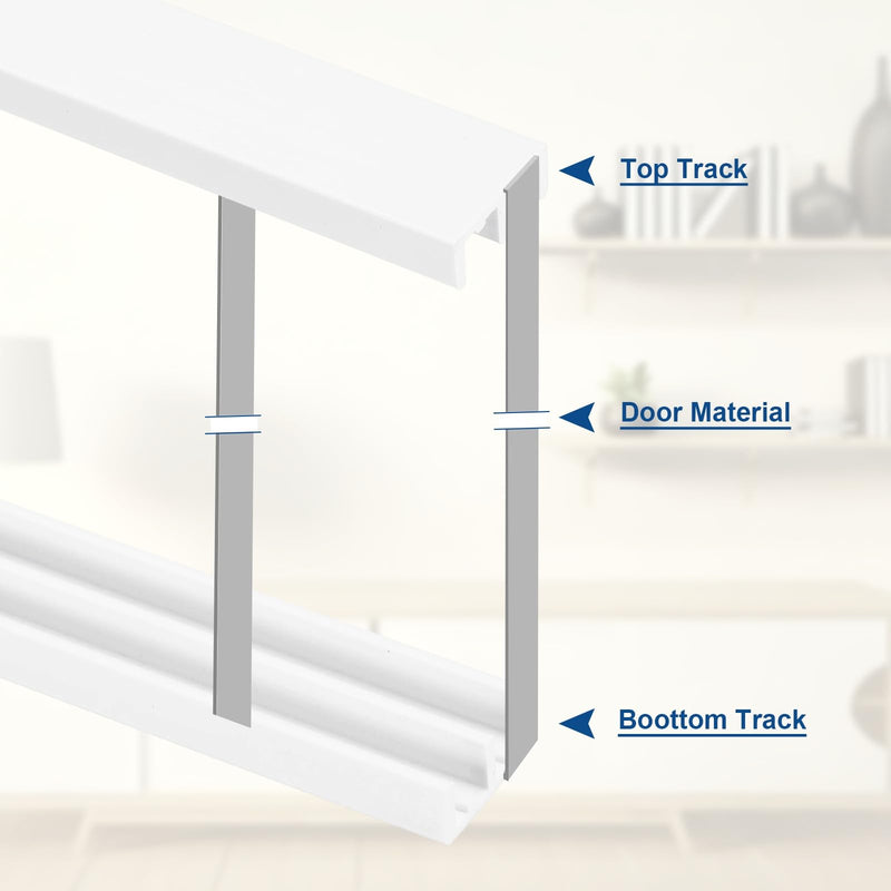 uxcell 2Set Plastic Sliding Door Track, 3.94Ft Sliding Glass Cabinet Window Track Hardware Set for 1/8" Thick Panels, for Small Bypassing Closet Door, White 2