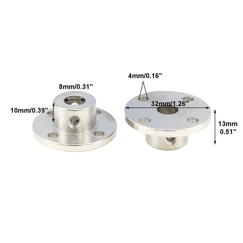 Sydien 4Pcs 8mm Rigid Flange Shaft Coupling Motor Guide Shaft Coupler Connector with Set Screws & Wrench