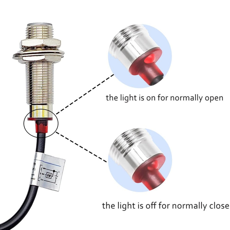 Hall Effect Sensor NJK-5002D NPN NC Detection Approach Switch 10mm M12 Proximity Switch with L Type Bracket (2 Pack)