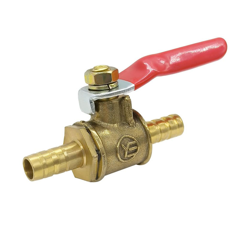 Hooshing 2PCS 1/4" Hose Barb Ball Valve Brass Shut Off with Clamps Pipe Tube Fitting for Water Oil Fuel 2