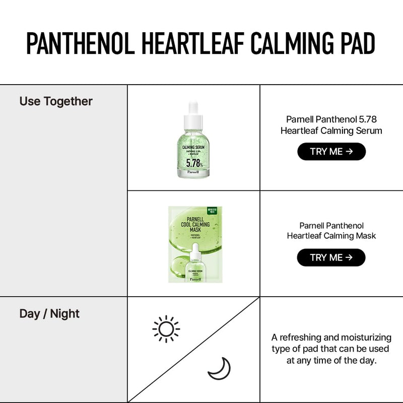Parnell Panthenol Heartleaf Calming 60 Pads, Hydration Pads for face, Korea Skin Care, Korea Beauty - PawsPlanet Australia