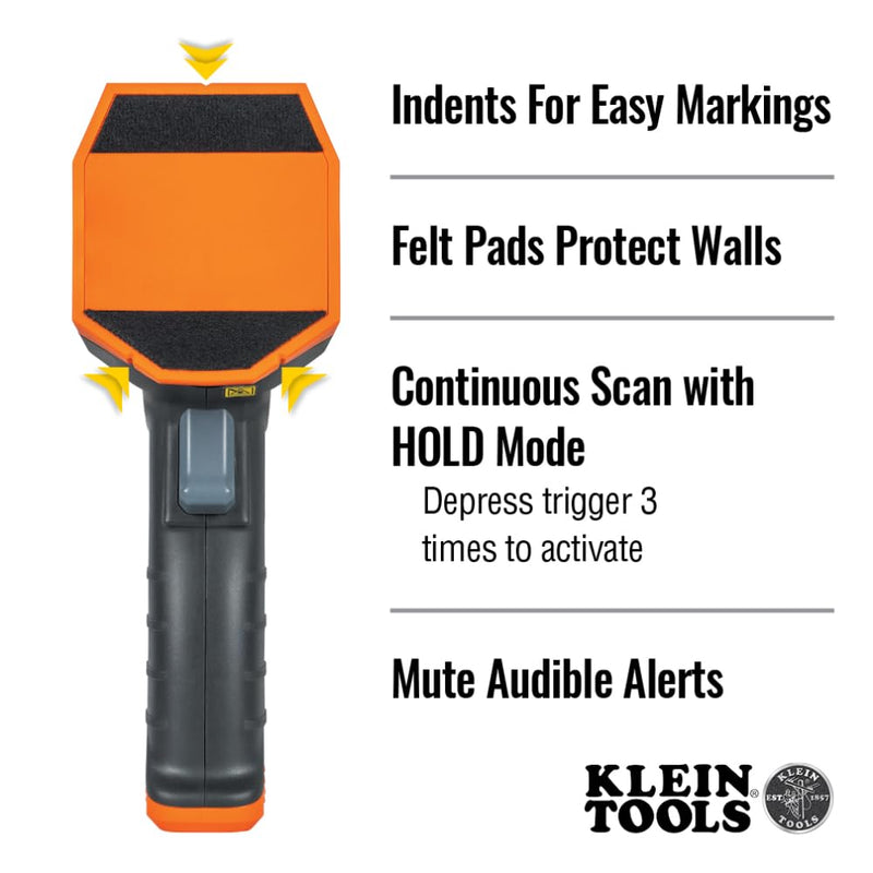 Klein Tools ESF150LL Electronic Stud Finder with Cross-Line Lasers, Bubble Level, Laser Class 3R ≤5mW 15-Foot in All Directions, for Wood and Metal Studs, Bright Green LEDs, Batteries Included