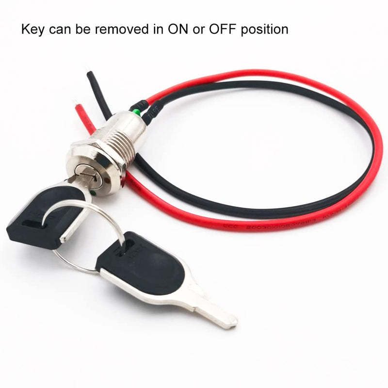 12mm On/Off Metal Key Lock Switch Prewired Key Switch Lock Maintained Latching Key Switch(Pack of 4) Prewire Key Lock Switch