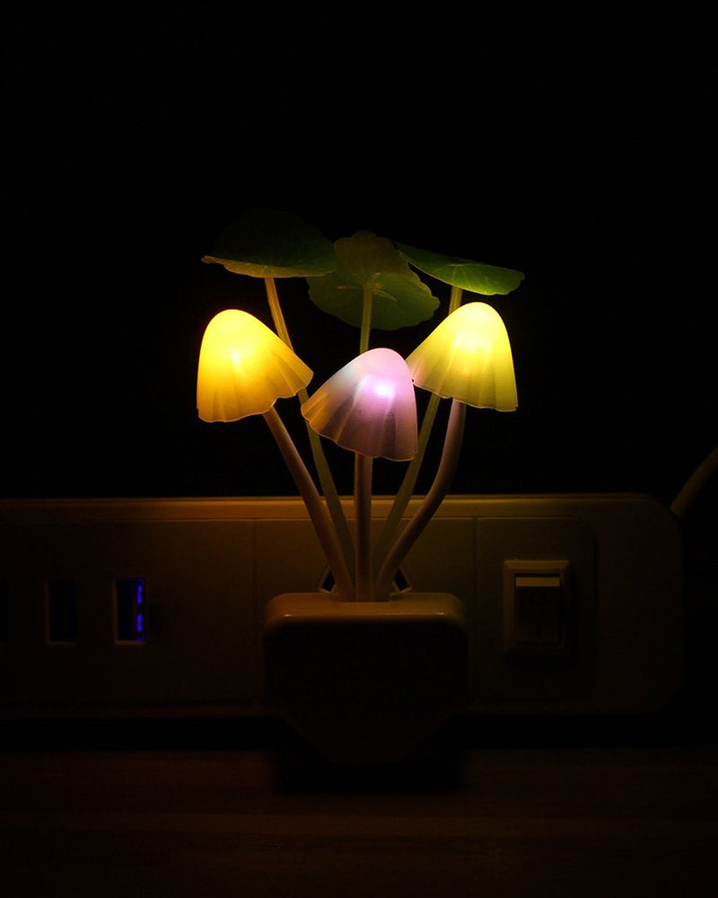 Sensor Led Night Light, Color Changing Plug-in LED Mushroom Dream Bed Lamp