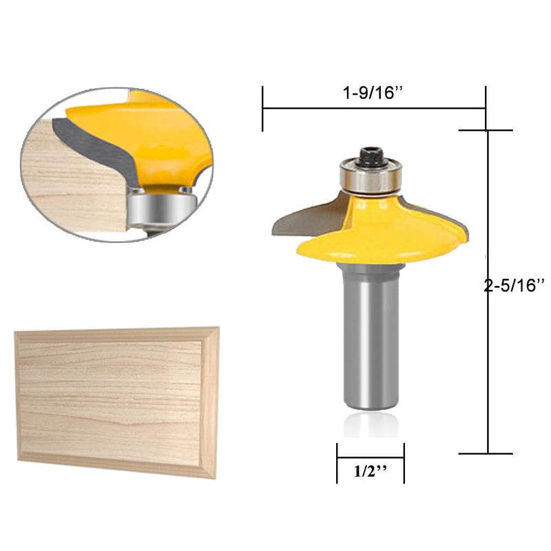 TAIWAIN 1/2 Inch Shank Router Bit Set Picture Frame Molding Woodworking Tool 4PCS, Architectural Drawer Cabinet Door Milling Router Bits Sets, Wood Miter Carbide CNC Cutter(ROUND1) ROUND1