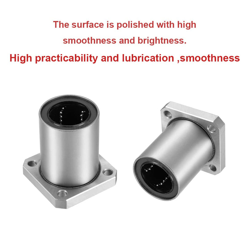 Linear Ball Bearings, LMK25UU 25mm Square Flange Linear Motion Bushing Double Side Rubber Sealed for 25mm Linear Shaft CNC Machine 3D Printer 2 Pack Standard