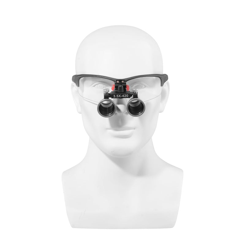 EustomA 3.5X Binocular Loupes Head Magnifier Frame Anti Slip 420mm Working Distance Optical Glasses Angle Adjustable for Lab DY-117 (Black) Black