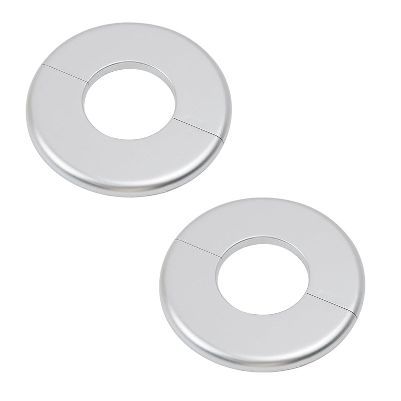 2 Pcs Wall Split Flange, ABS Round Self-Adhesive Escutcheon Plate Buckles Design for 2"/51mm,Silver Round 2"/51mm