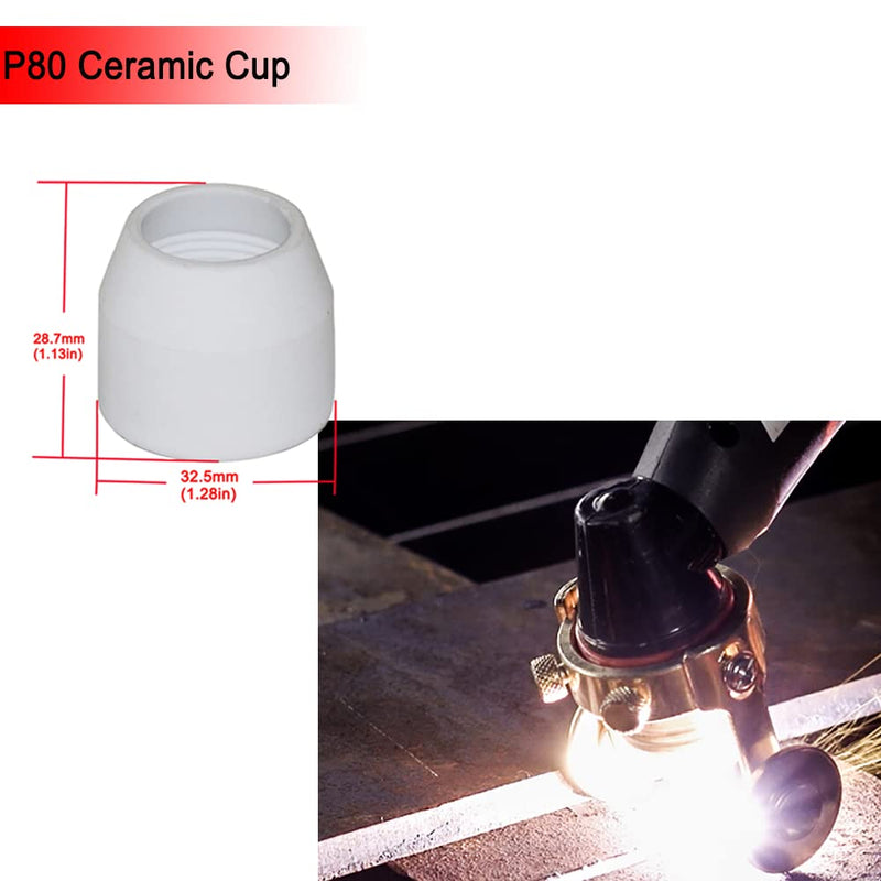 Plasma Cutter Consumables 50PCS P80 Plasma Cutting Accessories For Pilot Arc Non-touch Plasma Cutter Torch Gun P80 Electrode Nozzle Tip Cup 50PCS P80 50PCS