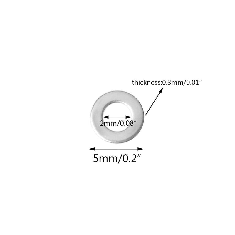 M2 Stainless Steel Flat Washers 200Pcs M2