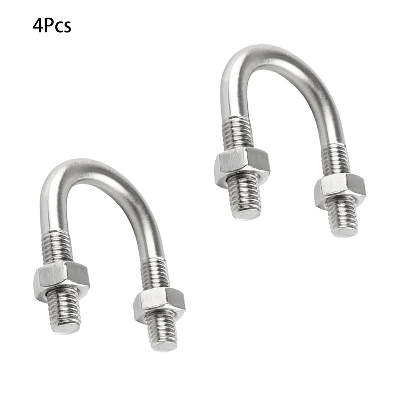 4 Pcs Round U-Bolts 1.06 inch (27 mm) Inside Width 54 mm Long M8 304 Stainless Steel U-Bolts with Nuts M8×27×54mm