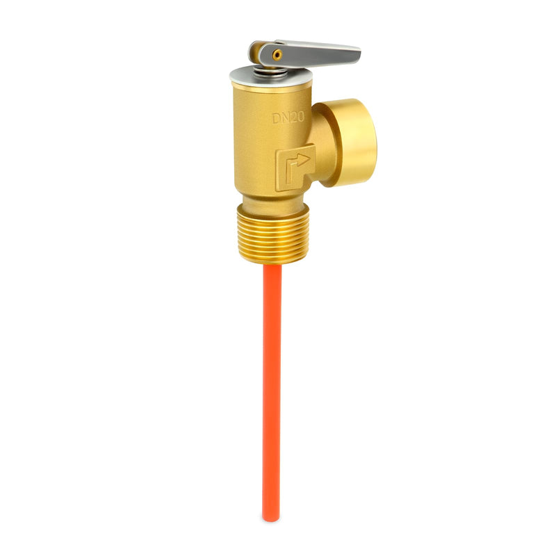 DN20 Brass RV Water Heater Temperature and Pressure Relief Valve,3/4" NPT Thread, 150PSI 210°F, with Extended Epoxy-Coated Probe, for Hot Water Heaters/Tanks 3/4" NPT（Epoxy-Coated Probe）