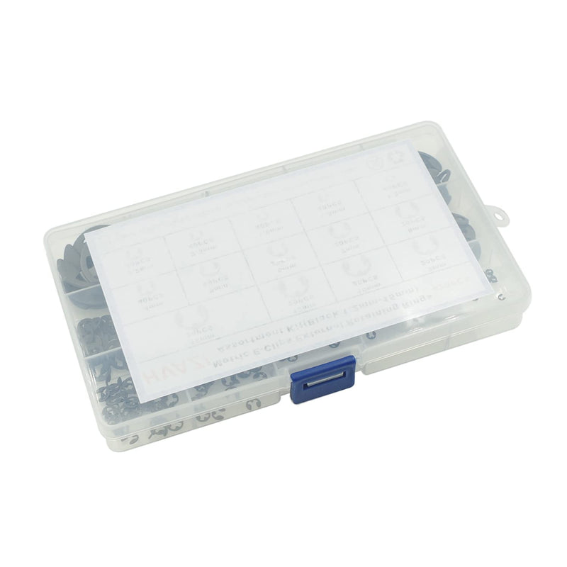 420PCS Metric 1.2mm-15mm E-Clips External Retaining Rings Assortment Kit,DIN 6799,Black-Phosphate Finish