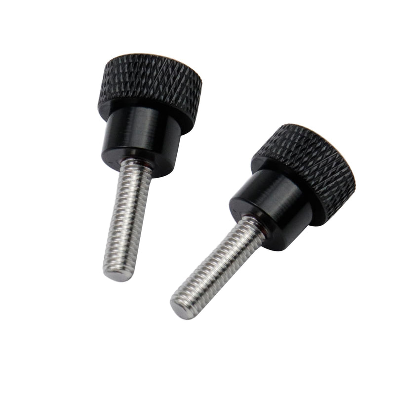 6 Pcs M4 0.59"(15mm) Threads High Head Knurled Thumb Screws Knobs Aluminum Alloy Red Knurled Shoulder Flat Tip Thumbscrew, Black 0.59"(15mm) Threads length