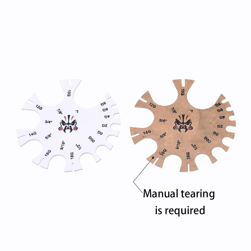 COOEAR Acrylic Piercing Gauge Measurement Wheel 18G-1 Inch. rule