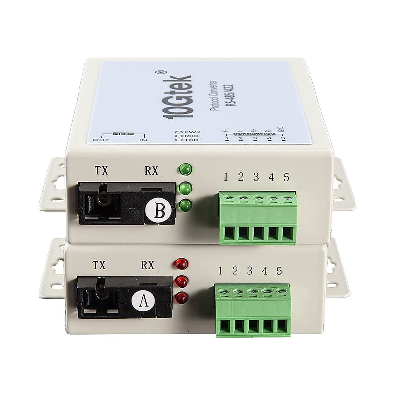Serial RS485/RS422 to Fiber Optic Media Converter, Serial Communication Data Converter Device Server, SM Bidi SC 1310nm 20km, Daisy-Chain or Redundant-Ring FO RS-485/422
