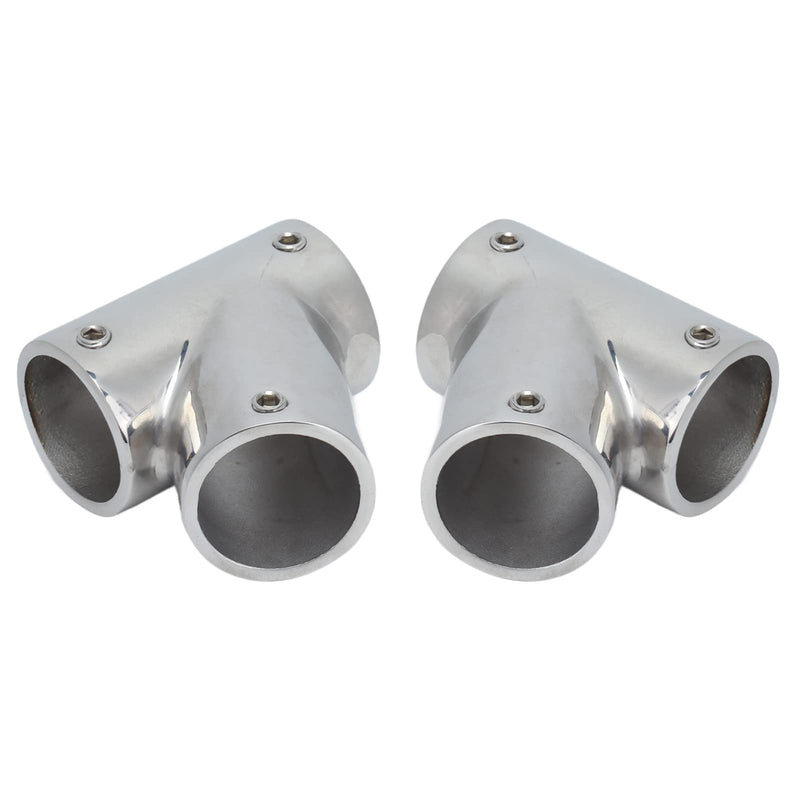 1 Pair Boat Handrail Fittings, 60 Degree Marine Grade Handrail Fitting 316 Steel Polishing Marine Hardware Parts Left Right Tee for Yachts 1"