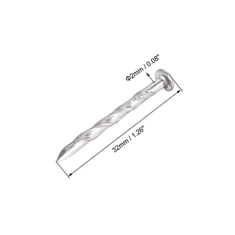 uxcell Spiral Deck Nails Stainless Steel Nail Spiral Shank 32mmx2mm(LxD), 150 Pcs