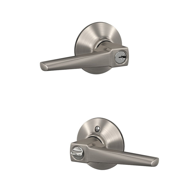 SCHLAGE F51A ELR 619 PLY Eller Lever with Plymouth Trim Keyed Entry Lock, Satin Nickel