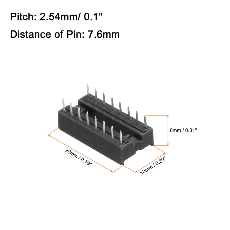 MECCANIXITY 20Pcs DIP IC Chip Socket Adapter, 2.54mm Pitch 16 Pin Soldering Flat Circuit Chip