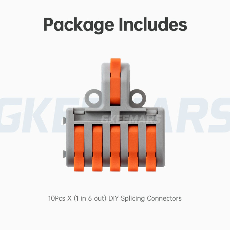 GKEEMARS 10Pcs Mini Electrical Wire Connectors, DIY Splicing into 4/6/8/9/10 Way Butt Terminal Block Connectors (1 in 5 Out, Nylon) 1 in 5 out, nylon