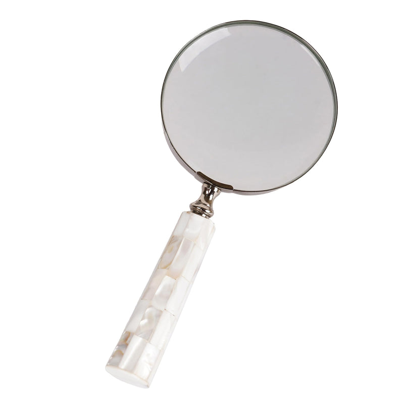 Magnifying Glass with Mother of Pearl Handle, Handheld 10x Magnifying Glass Lens, Antique Magnifier, Reading, Inspection, Coin & Stamp, Astrologer, Low Sight Elderly, Collectible Décor Gift 4" Lens