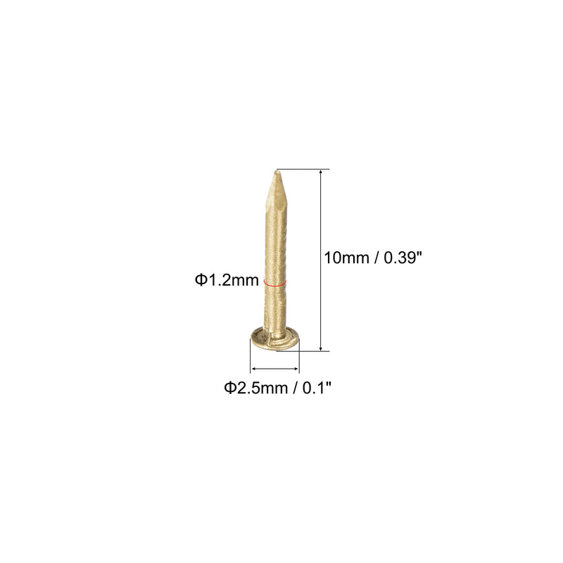uxcell Small Tiny Brass Nails 1.2x10mm for DIY Decorative Pictures Wooden Boxes Household Accessories 50pcs